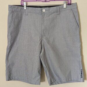 O'Neill Mens Gray Striped Flat Front 10.5" Inseam Skater Pockets Shorts, 36